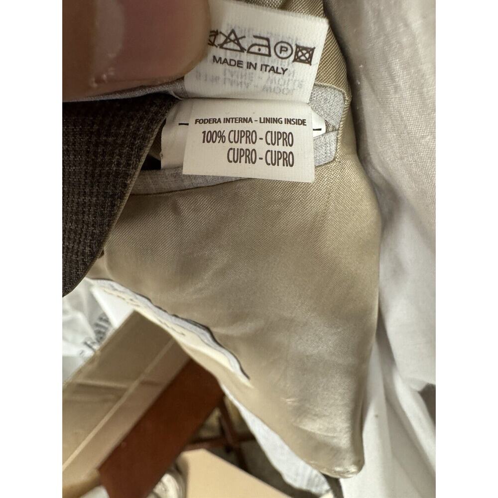 Brunello Cucinelli Prince Of Wales Taupe Sportcoat IT 54/ 44 US Wool Linen Silk - Picture 8 of 10